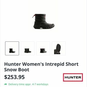 Hunter INTREPID SHORT SNOW BOOTS SZ 8 woman $250 plus retail value!!